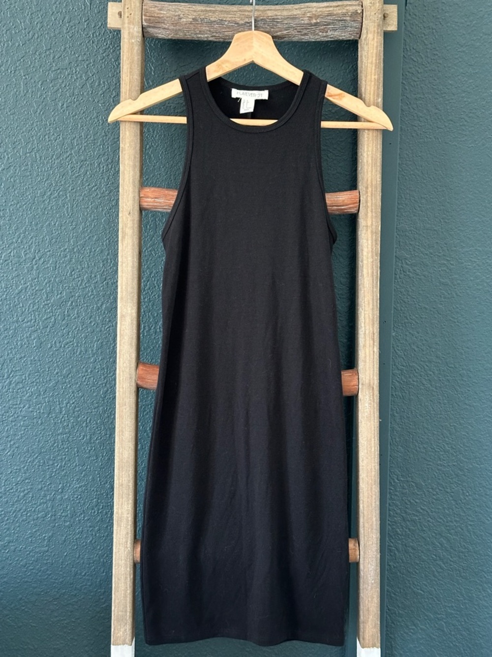 Black Sleeveless Midi Body-con Stretchy Racerback Dress Women’s Small Forever21
